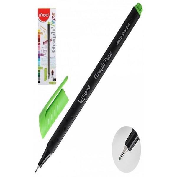 Ручка капиллярная "Graph Pep`s" 0,4мм зеленый Maped