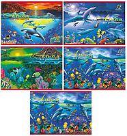 Альбом для рисования "Hatber VK", 12 листов, А4, на скрепке, серия "Дельфины"
