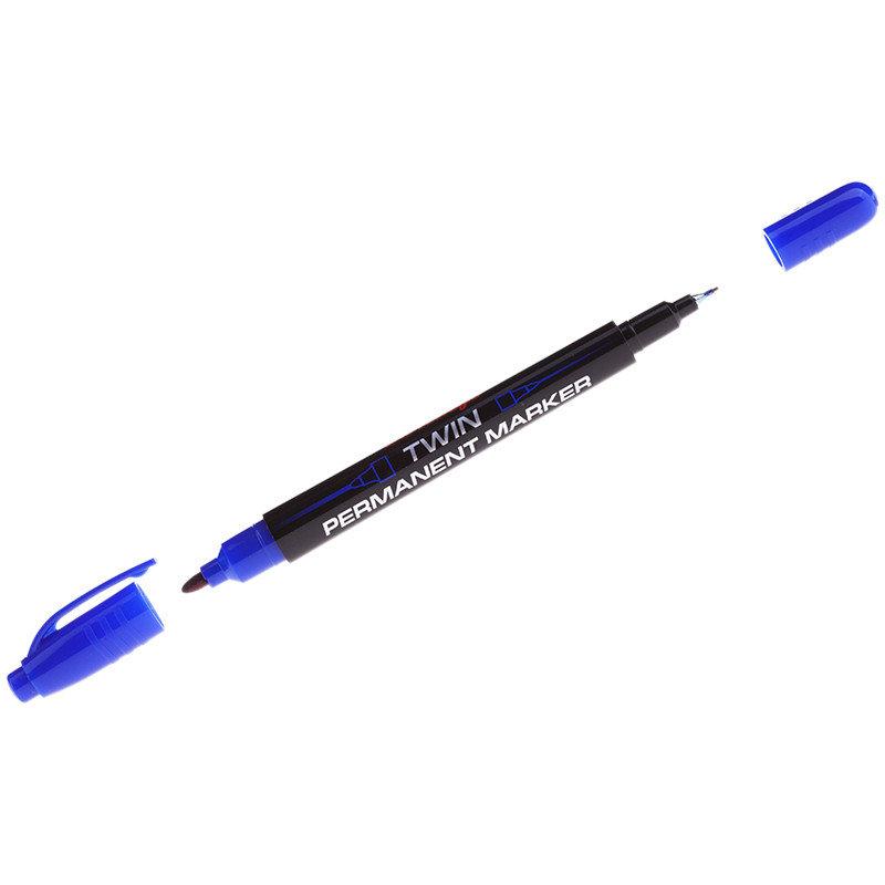 Маркер перманентный двухсторонний синий, пулевидный, 0,5/1мм Berlingo - фото 1 - id-p107996631