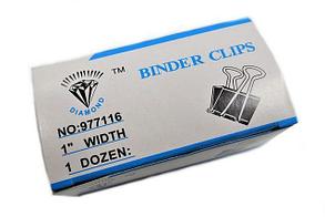 Зажимы для бумаг "Binder Clips", 25 мм, 12 шт