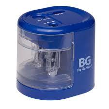 Точилка пластиковая электрическая "BG Energy", 2 отверстия, контейнер, синяя, 1шт в упаковке