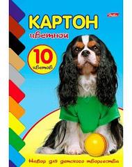 Набор картона цветной 10л 10 цв. А5ф на клею "Щенок"