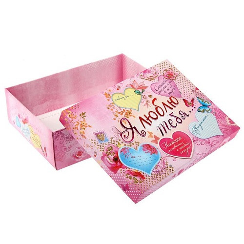 Подарочный складной набор. Коробка и открытка «Сердца», 2 × 22 × 30 см