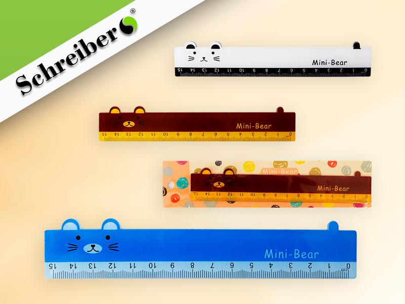 Линейка 15см пластик Мишка, 4цв в ассорт. (Schreiber) - фото 1 - id-p108000233