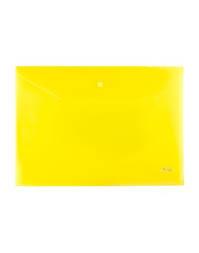 Папка-конверт пластиковая "Hatber", C6, 224x119мм, 180мкм, на кнопке, жёлтая - фото 1 - id-p108001374