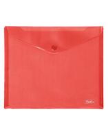 Папка-конверт пластиковая "Hatber", А5, 180мкм, на кнопке, красная