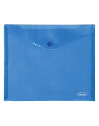 Папка-конверт пластиковая "Hatber", А5, 180мкм, на кнопке, синяя