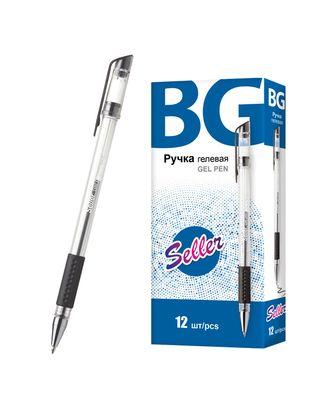 Ручка гелевая "BG Seller", 0,5 мм., черная, прозрачный корпус, с грипом