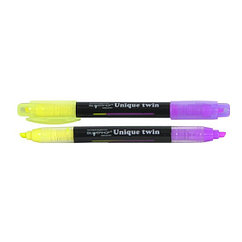 Текстовыделитель двусторонний «Uniquir Twin», скошенный наконечник 1-5 мм, желтый-фиолетовый