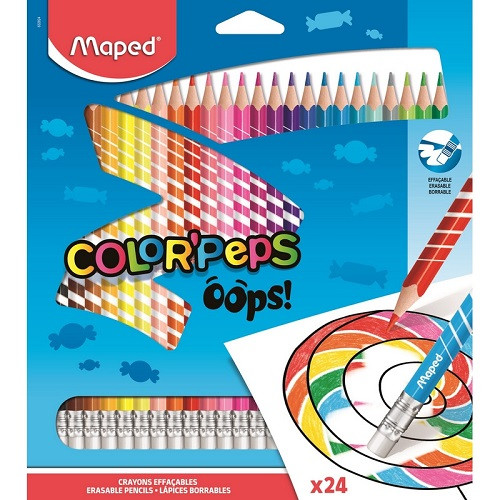 Карандаши цветные c ластиком Maped COLOR PEPS OOPS,24 цв, пластик - фото 1 - id-p108004041