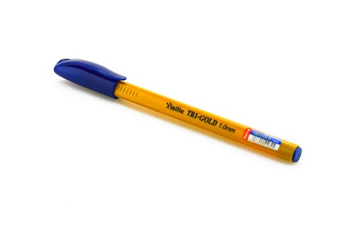 Ручка масляная, трехгранная, белая/серая/золотая, 0, 7мм - фото 1 - id-p108004384