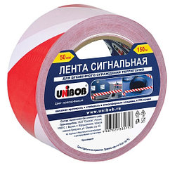 Лента сигнальная Unibob, 50мм*150м, красно-белая