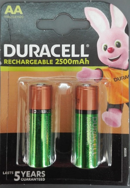 Аккумулятор DURACELL AA (HR6) 2500mAh 1.2V, 2 штуки, "пальчиковые"