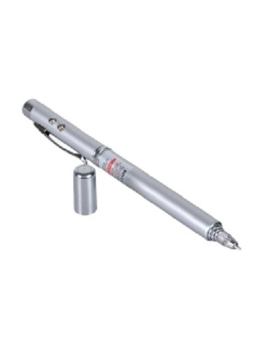 Ручка-лазерная указка с фонариком, цвет серебристый