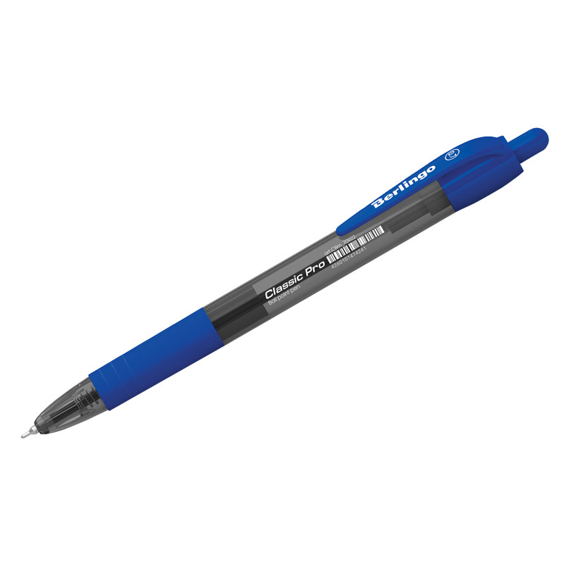 Ручка шариковая автоматическая Berlingo "Classic Pro" синяя, 0,7мм, грип - фото 1 - id-p108005523