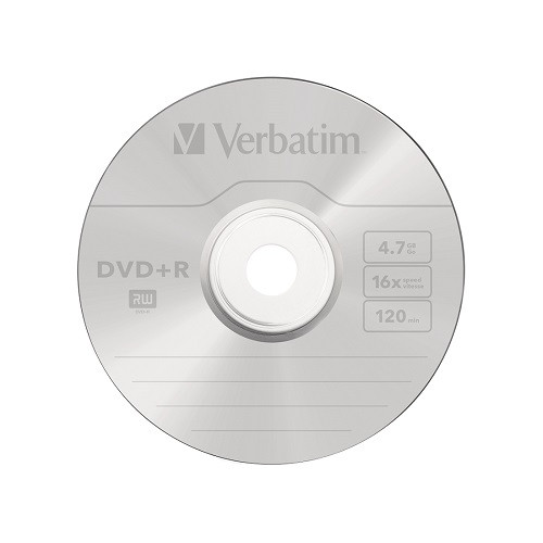 Диск DVD+R, Verbatim, (43498) 4.7GB, 16х, 10шт в упаковке, Незаписанный