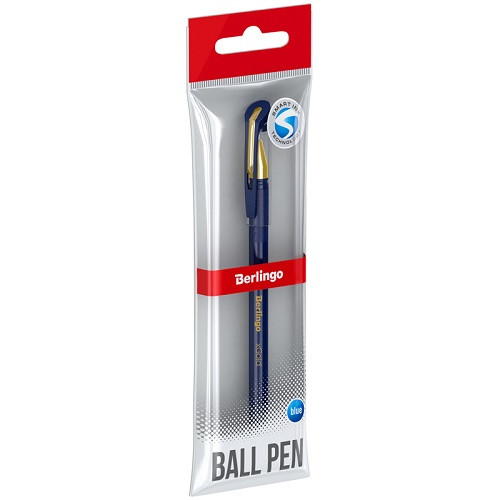 Ручка шариковая Berlingo "xGold" синяя, 0,7мм, игольчатый стержень, грип, пакет - фото 1 - id-p108006701