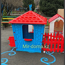 Игровой дом с забором Stone House, голубой (Pilsan, Турция)