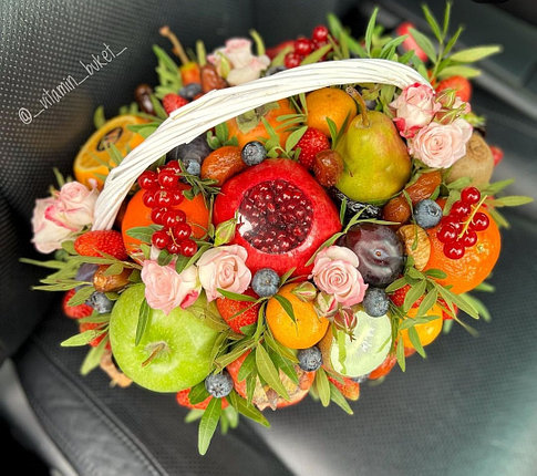 Корзина с фруктами и цветами 25 см, фото 2