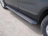 Пороги алюминиевые "Slim Line Black" 1720 мм (c брызговиками) ТСС для Volkswagen Tiguan 2017-2021