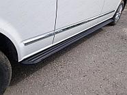 Пороги алюминиевые "Slim Line Black" 2520 мм ТСС для Volkswagen Caravelle 2017-