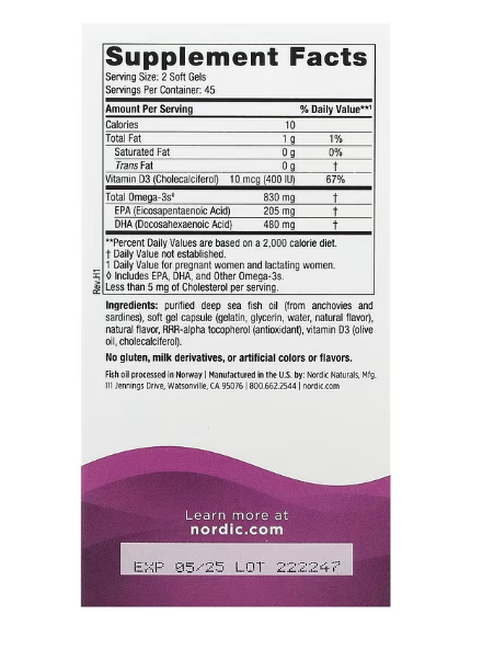 Nordic Naturals, Докозагексановая кислота для беременных, Клубника, 500 мг, 90 капсул - фото 2 - id-p108010013