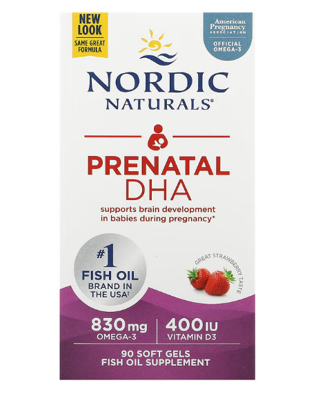 Nordic Naturals, Докозагексановая кислота для беременных, Клубника, 500 мг, 90 капсул - фото 1 - id-p108010013