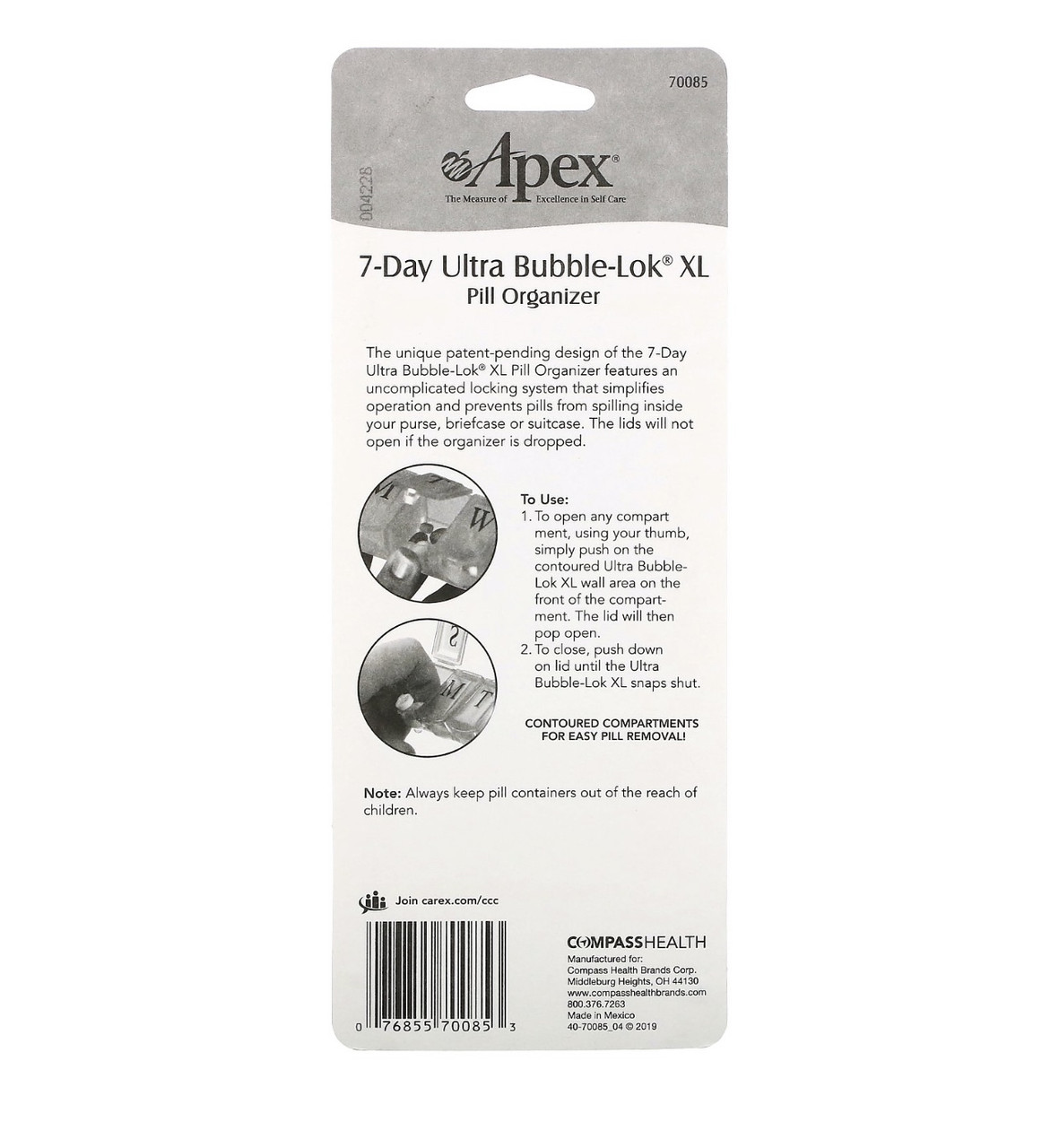 Apex 7-дневный органайзер для таблеток ultra bubble lok, xl, таблетница - фото 2 - id-p108010294