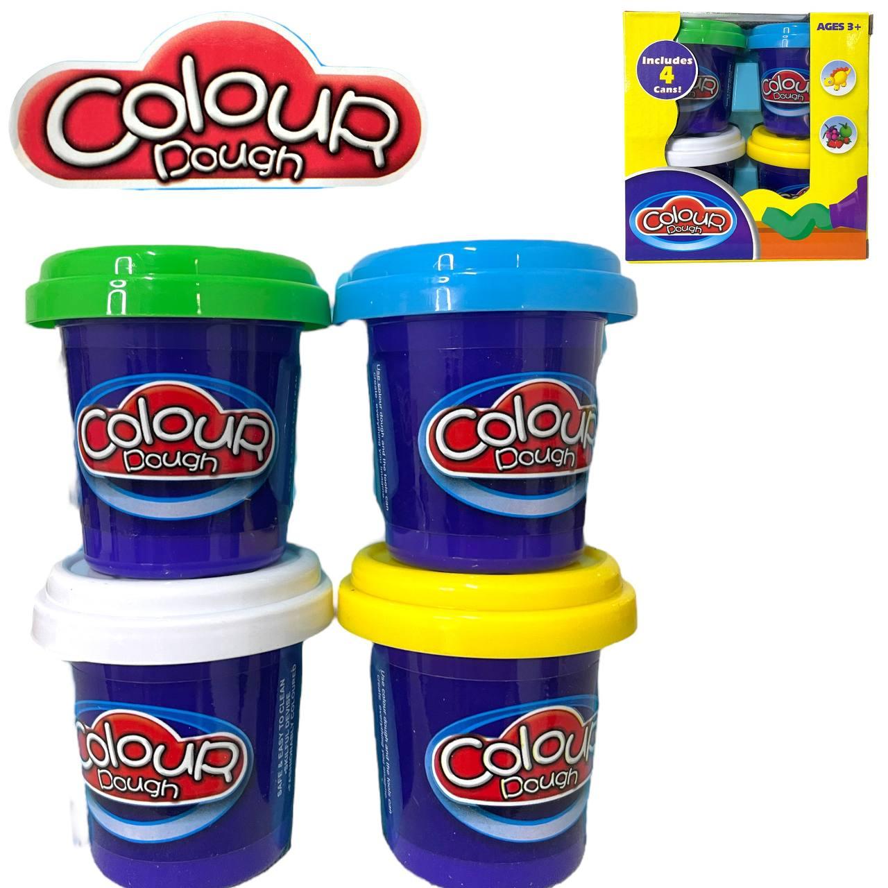 Помятая упаковка!!! 9201 Пластилин в баночке Color dough 4шт, 13*13см