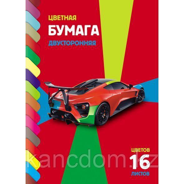 Бумага цветная А4 "Hatber Eco", 16л, 16цв, двусторонняя, серия "Sport Car", на скобе 16Бц4_20031 - фото 1 - id-p108016060