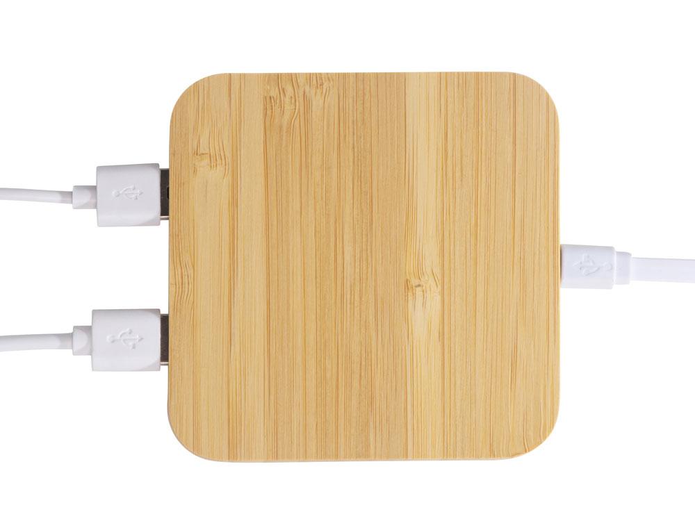 USB-хаб с беспроводной зарядкой из бамбука Plato - фото 9 - id-p107216683