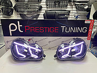 Передние фары на Mercedes C-class W203 2000-08 дизайн US (Черный цвет)