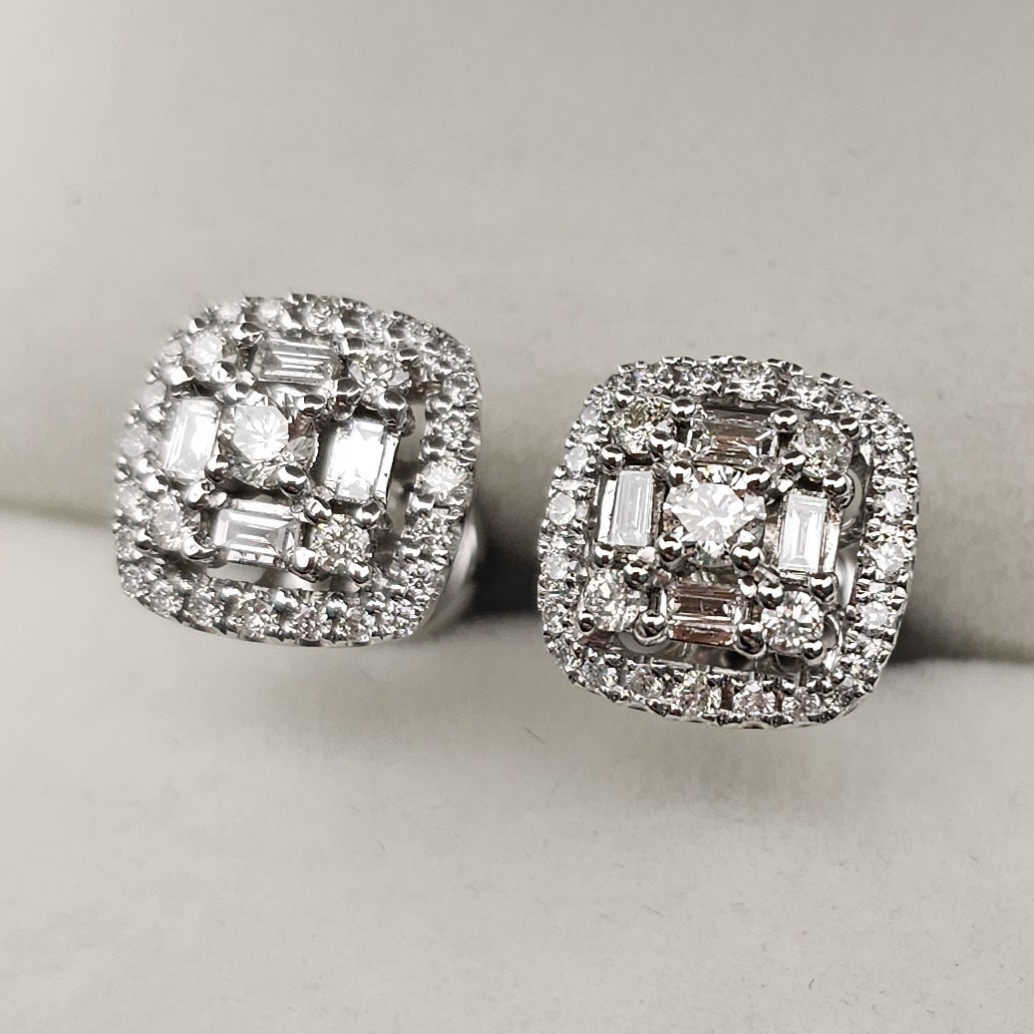 Золотые серьги с бриллиантами Багет 0.76 Ct SI2-VS1/H, VG-Cut