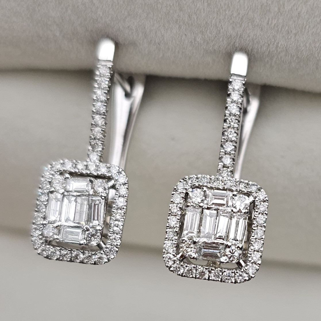 Золотые серьги с бриллиантами 1.00 Ct VS1/G, VG-Cut