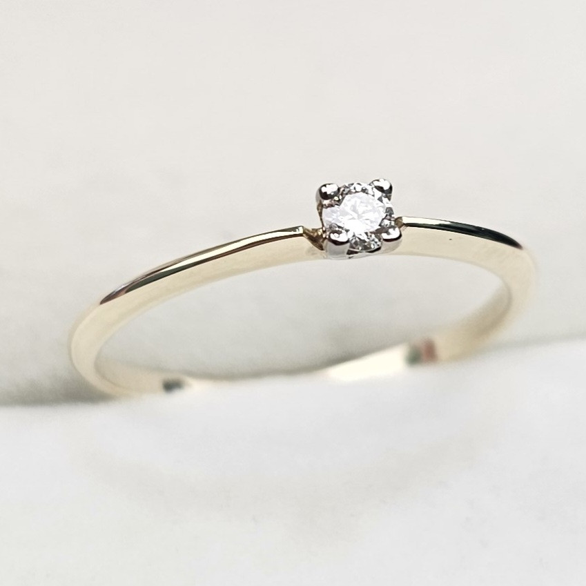 Золотое кольцо с бриллиантами 0.063 ct SI2/M VG Cut 15.5 р