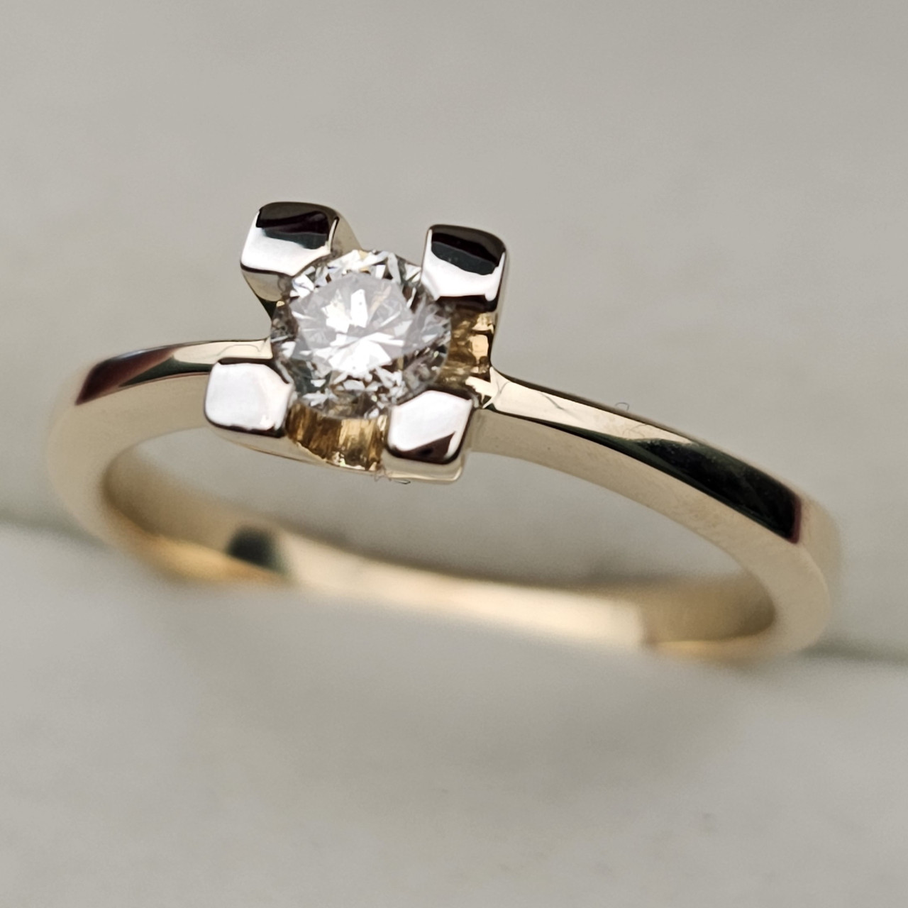 Золотое кольцо с бриллиантами 0.32 ct VS2/J VG Cut 18 р - фото 2 - id-p107988406