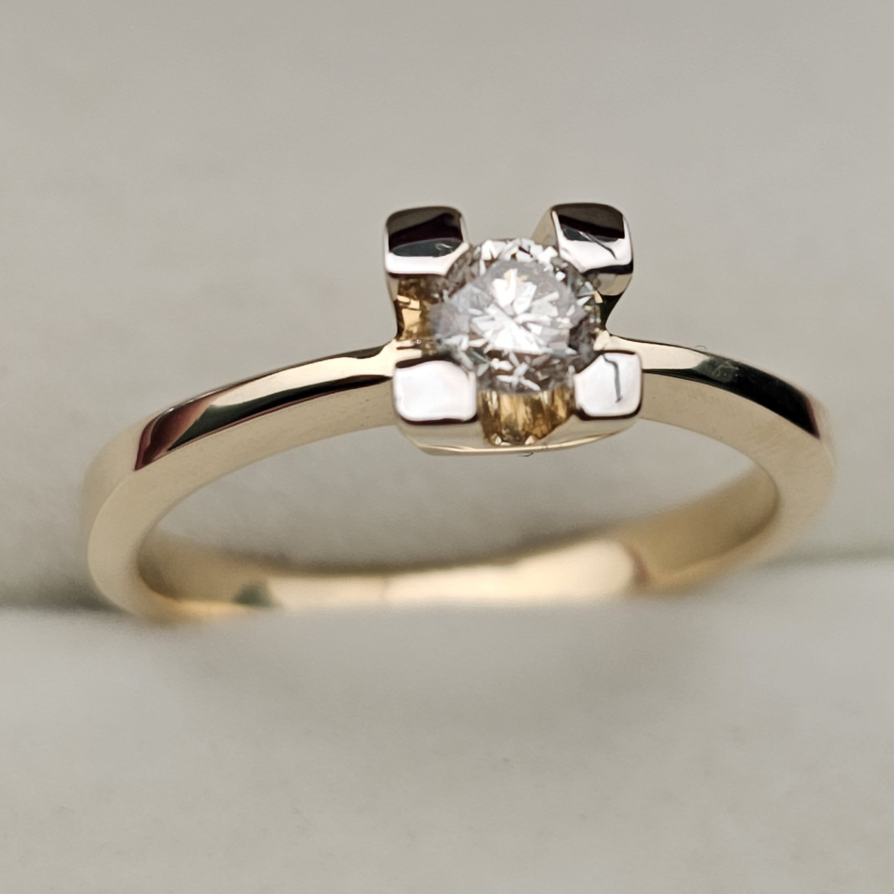 Золотое кольцо с бриллиантами 0.32 ct VS2/J VG Cut 18 р - фото 6 - id-p107988406
