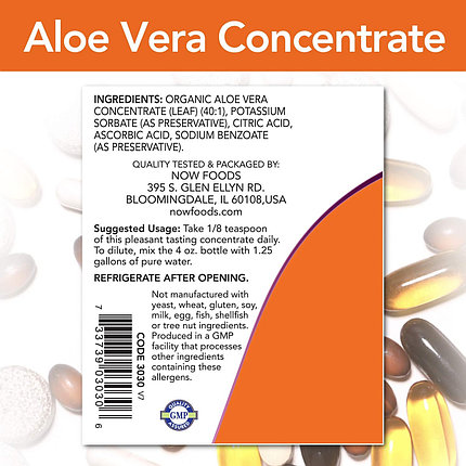 БАД Aloe Vera Concentrate, 118 ml, NOW, фото 2