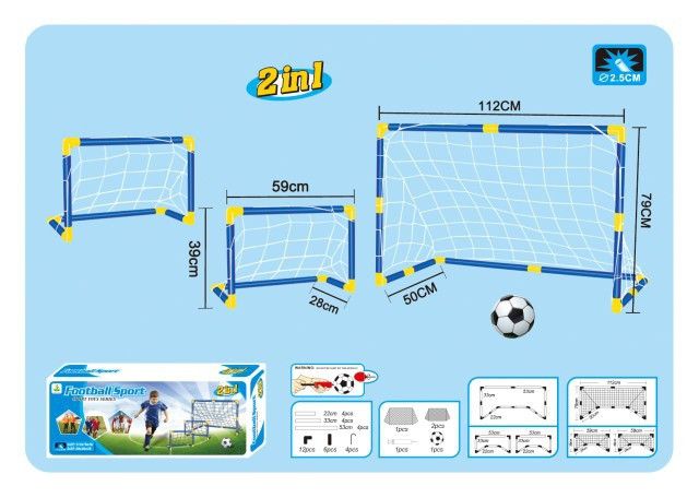 Детские футбольные ворота разборные 2в1 с сеткой, мячом и насосом. - фото 3 - id-p75096943