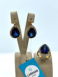 Комплект с сапфиром и бриллиантами(Шоурум)