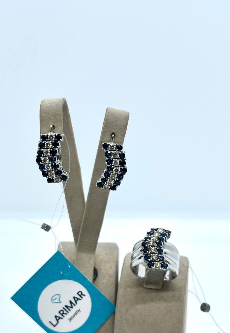 Комплект с сапфирами и бриллиантами (ул.Жолдасбекова 9а) - фото 1 - id-p76811988