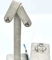 Пусеты и кольцо с бриллиантами  (Шоурум)