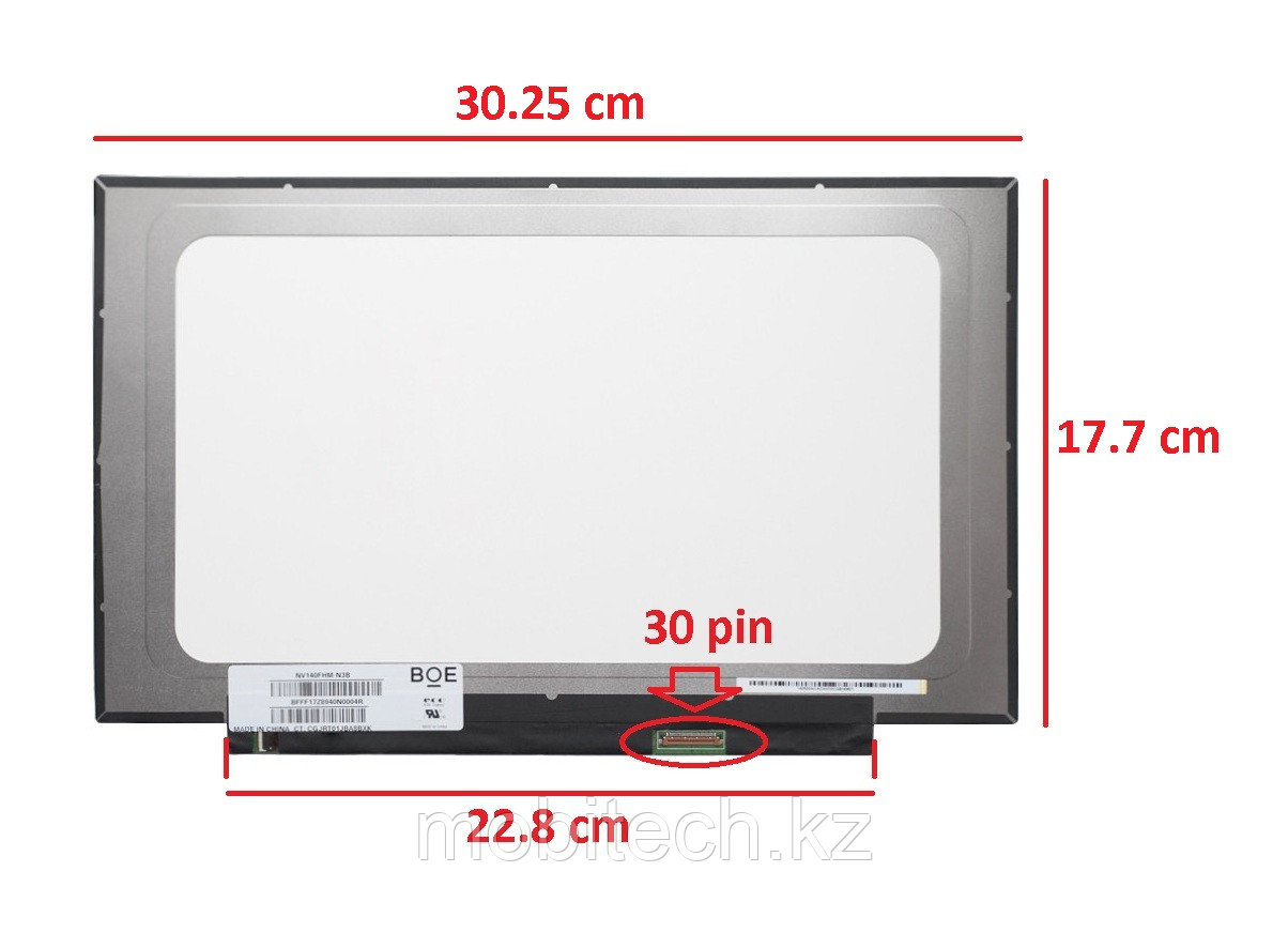 ЖК экран для ноутбука 13.3 NV133FHM-N33 v8.0 BOE 13.3 slim 30 pin 1920x1080 FullHD IPS экран матрица дисплей - фото 1 - id-p86610223