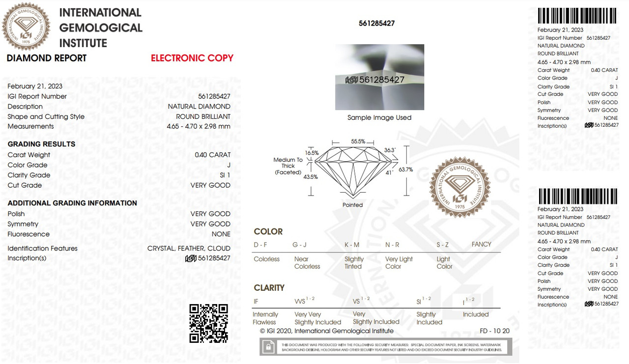 IGI Сертификат Золотое кольцо с бриллиантами 0,66 ct SI1-VS2/J,G VG-Cut 15,5 р - фото 2 - id-p107984350