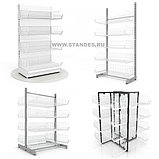 Стеллаж островной четырехсторонний с проволочными корзинами. Задние стенки ДСП . Лёгкая серия LS-2-25, фото 3