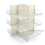 Стеллаж островной четырехсторонний с проволочными корзинами. Задние стенки ДСП . Лёгкая серия LS-2-25, фото 8