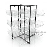 Стеллаж островной четырехсторонний с проволочными корзинами. Задние стенки ДСП . Лёгкая серия LS-2-25, фото 4