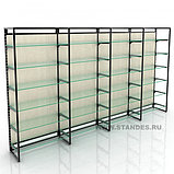 Стеллаж со стеклянными полками и задней стенкой ДСП. Легкая серия LS 1-13, фото 3