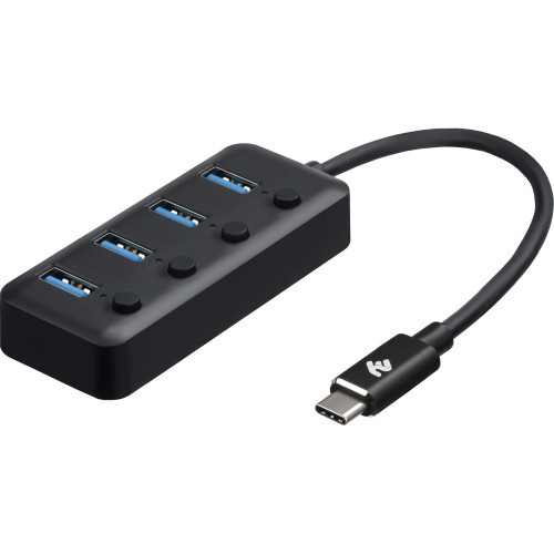 Концентратор USB-хаб 2E USB-C - 4xUSB 3.0 Black 2E-W1406 - фото 1 - id-p108038799