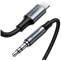 Lightning(m) кабелі Audio(m) 3.5mm, AUX, 1m US315 (70509) UGREEN жүйесіне